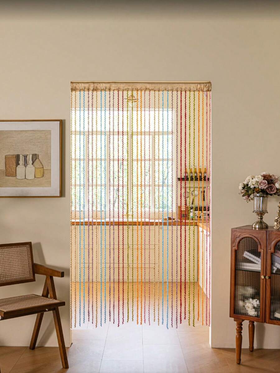 1/2pcs Spiral Twisted Design Decorative Door Curtain Room Divider Curtain For Living Room, Bedroom, Kitchen - 1PC - View 1