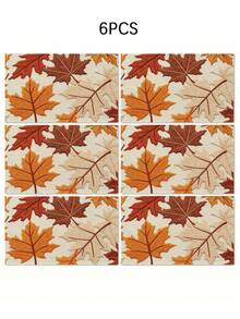 4pcs,6pcs,Autumn Harvest Pumpkin Thanksgiving Table Placemats,Rectangular Tablecloth,Washable,Suitable For Family Dinner,Coffee Table,Durable Kitchen And Dining Room Decor,Table Decoration Party And Scene Decoration,Home Decor - Multicolor - View 11