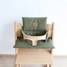 1pc Baby Cute Bear Pattern Removable & Washable High Chair Seat Cushion, Soft Skin-Friendly Anti-Slip, Essential For Feeding Stage, Easy Installation, Machine Washable, Fits Multiple High Chair Models - Army Green - View 1