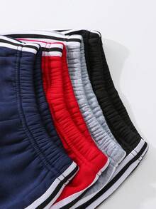 Bhchntiy 4pcs Celana Jogging Kasual Modis Motif Garis-garis Warna Polos untuk Bayi Laki-laki Musim Gugur/Dingin - MultiWarna - View 4