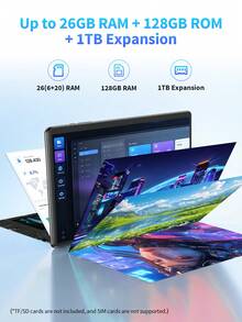 Relndoo 2026 New Android Tablet With Protective Case, 10-Inch Android 16 Tablet, 2-In-1 Tablet, RK3562 Quad-Core 2.0GHz, 6GB RAM+128GB ROM, 2MP+8MP Dual Camera, 1280*800px HD Touchscreen, 6000mAh Battery, 802.11n WiFi 2.4G/5G Wireless, Pad (Adapter Not Included) - Tablet Only - View 3