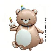 Cute Birthday Bear Aluminum Foil Balloon, Cartoon Design, Birthday Party Inflatable Decoration - Multicolor - View 10