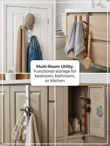 1/2 Pc Door Hanger With Five Hooks, Tool-Free Assembly, Space-Saving, Suitable For Use As A Storage Rack In Bedroom Wardrobes, For Storing Bags, Hats, Clothes And Accessories,Bathroom Door Towel Rack, No Drilling Required, Also Suitable For Bedrooms. - Multicolor - View 10