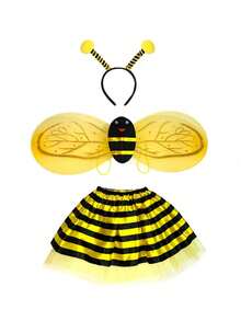 4pcs Cute Bee Costume Set: Bee Dress + Headband + Bee Wings + Striped Socks, Perfect For Carnival, Festivals, Parties And Role Play, Halloween Cosplay - Multicolor - View 3