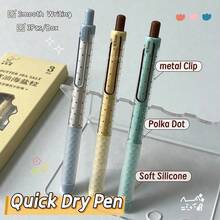 3-Piece Gift Set: Fun Fragrance Neutral Pens (0.5mm) - Creative Quick-Dry Minimalist Black Pens, Polka Dot Design, Suitable For Study And Office Use - Polka Dots - View 6