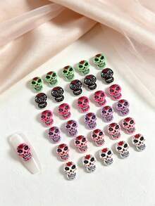 10-60pcs Skull Resin Charms, DIY Accessories, Flatback Cabochons For Jewelry Making, Hair Clips, Phone Case, Scrapbooking Decoration Supplies - Multicolor - View 7