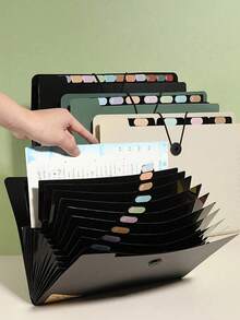 1pc Accordion Style File Folder, Multi-Layer Document Organizer Bag, Large Capacity File Storage Bag, Suitable For School And Office, Campus Student Material Classification Storage, Exam Papers, Homework, Contract Documents, Travel Material Storage And Desktop Organization, Practical Office And Study Stationery - Multiple Styles - View 1