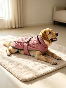 Metglad Dog Winter Coat, Quilted Fleece‑Lined Pet Jacket, Adjustable High‑Collar Dog Jacket With Leash Attachment D‑Ring, Belly‑Coverage Snow Suit For Small, Medium & Large Dogs - Watermelon Pink - View 5