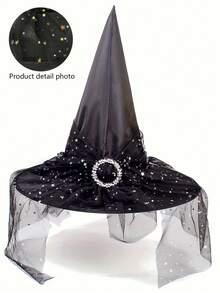 1pc Unisex Wizard Hat, Black Spider Witch Cosplay Party Magic Hat, Suitable For Holiday Costume, Girls Accessory - Multicolor - View 11