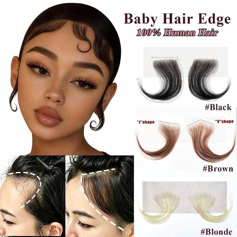 100% Human Hair Baby Hair Edge Invisible Transparent Lace Front Hairpieces For Women Lightweight&Breathable Baby Hair Lace Topper Hand Knotted Lace Natural Hairline Coverage - Multicolor - View 1