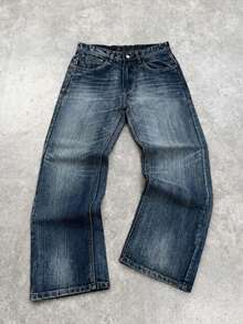 Men's Washed Denim Pants- Classic Structured Pants, All-Season Fabric, Unmatched Quality,Insanely Comfortable,Premium Looks, - Blue - View 5