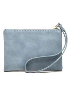 PRETTYZYS Women's Short Vintage Floral Print Multifunctional Coin Purse, 2-Fold Zipper Snap Closure Short Wallet With ID Window Card Slots, Christmas Valentine's Day Gift - Blue - View 6