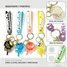 Llavero Caramelo con Purpurina |   Buena suerte |   Accesorio para Bolso y Llaves |   Surtido de Colores - Blanco y Negro - Ver 3