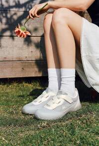 Kappa Gentle Style Retro Flat Shoes, Hook & Loop Mesh Patchwork Slouchy Casual Training Shoes - Cool Gray - View 2