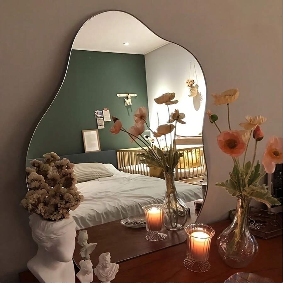 Fashionable Full-Length Floor Mirror With Stand, Glass Mirror Surface, No Power Required, Suitable For Bedroom And Bathroom - 1PC - View 1