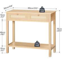 Mesa de consola estrecha con 2 cajones, mesa de sofá de 31.5 pulgadas con almacenamiento, espacio de almacenamiento abierto y oculto, decoración tejida, para pasillo y vestíbulo, natural - 1 - Ver 2