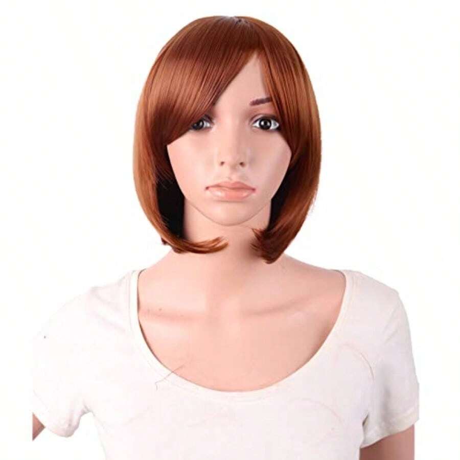 A30 Cm Women Short Straight Cosplay Party BOB Wig, Ginger Orange 12 Inch Wig, Side Bangs - Ginger Orange - View 1