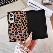 Vintage Leopard Print PU Leather Case Compatible With Samsung Z Fold 8 Ultra/8/7/6/5/4, Women Shockproof Foldable Phone Cover Full Anti-DropProtection Shell - Coffee Brown - View 10