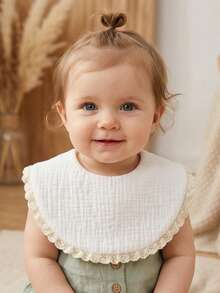 6pcs White Pure Cotton Gauze Cute Baby Bibs, Soft Skin-Friendly Baby Drool Bib Set, Suitable For Daily Use - Multicolor - View 6
