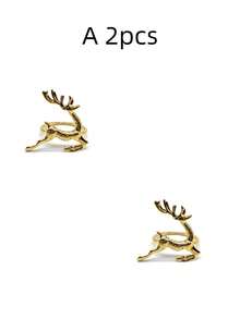 2/4pcs Three-Dimensional Reindeer-Shaped Napkin Rings - Christmas Party Table Decorations, Holiday Party Gifts, Christmas, Camping Essentials, Festival, Room Decor, Party Decorations, Wedding Decorations, Home Decor And Accessories - Multicolor - View 11