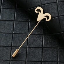 Minimalist Metal Animal Shaped Bar Brooch, Polished Silver & Gold Hollow Design, Multiple Personalized Totem Options. Suit & Coat Decorative Pin, Business Casual Outfit Accessory, Niche Exquisite Men's Lapel Pin, Unique & Stylish Gift - Brooch - View 17