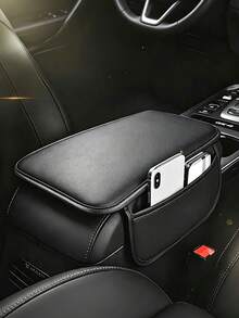 Almohadilla para apoyabrazos de consola central de coche negro, extra ancha & gruesa de cuero, alfombrilla de caja de almacenamiento, bolsa de almacenamiento universal multifunción para coche - A - Ver 1
