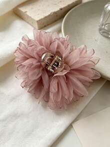 1pc Chiffon Flower Hair Clip, Elegant Large Flower Non-Slip Hair Claw, Women's Daily Party Hair Accessory - Multicolor - View 4