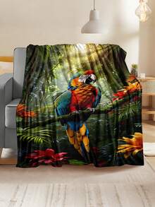 Soft And Comfortable 280gsm Blanket, Animal And Floral Print Pattern, Outdoor Camping Leisure Blanket, Multi-Purpose Blanket For Sofa, Bed And More, Suitable For Home, Picnic, Travel, All Seasons Comfort, Modern Style, Polyester, Machine Washable - Multicolor - View 3
