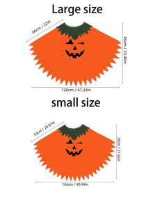 Halloween Pumpkin Costume, Adult Pumpkin Cape, Headpiece And Trick-Or-Treat Bag, Suitable For Halloween Role Play And Party "Trick Or Treat" Cute Outfit, Ideal Holiday Gift - Multicolor - View 7