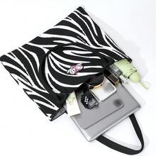 Mesuca & Tokidoki Cartoon Tote Shoulder Bag, Black And White Zebra Print, Large Capacity Handbag With Inner Pocket And Reinforced Handle, Lightweight Daily Commute Storage Bag - View 5