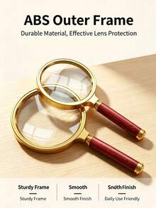 1pc High Definition Handheld Magnifying Glass, Portable Rosewood-Style Reading & Fine Inspection Magnifier, Elderly & Teacher Supplies, Halloween Gift, Birthday Gift - Multicolor - View 6