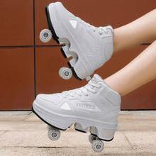 Sepatu Roda Transformasi 4 Roda Unisex, Sepatu Roda dengan Roda untuk Berjalan dan Berseluncur, Sepatu Roda Inline - Putih - View 1