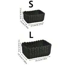 1pc/3pcs Handwoven Paper Rope Storage Basket Set, For Home Organization & Storage, Suitable For Living Room, Bedroom, Cabinet, Office, Home Decoration, Farmhouse Decor (Small + Medium + Large), Shelf Baskets, & Valentine's Day Decoration - Black - View 16