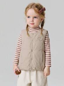 mini bala Autumn Winter Unisex Baby Padded Vest Water Repellent Antibacterial Anti‑Mite Machine Washable Outerwear - Camel - View 1