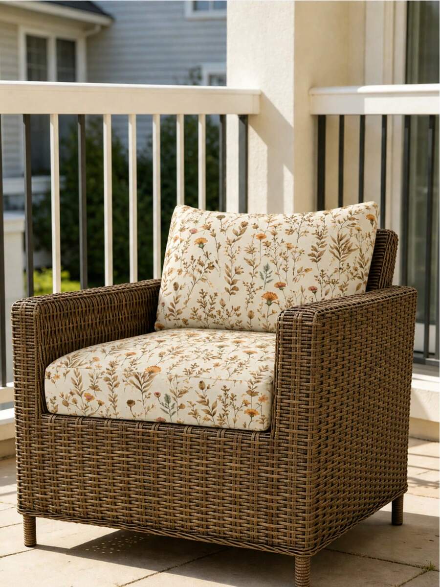 1pc Tropical Rainforest Leaf Print Milk Silk Outdoor Sofa Cushion Cover, High Elasticity Dirt-Resistant Removable Washable All-Season Outdoor Rattan Sofa Seat Cushion Protector - Multicolor - View 1