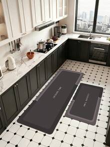 1 Pc Black And Gray Grid Pattern Kitchen Mat, 3.5 Mm Soft Rubber That Absorbs Water And Is Easy To Clean. Suitable For Corridors, Bathrooms, Living Rooms, Outdoor Door Mats, And Toilets. Useable Throughout The Year And For Various Holidays. - Multicolor - View 11