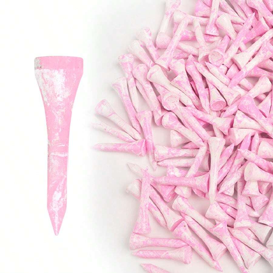 FINGER TEN Short Golf Tees, Wooden Colorful Painted, 30pcs/Pack, Fashionable High Visibility Short Tees, Suitable For Par 3, Durable Golf Accessories, Suitable For All Skill Levels - Pink - View 1