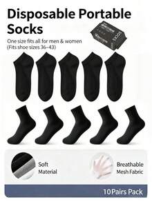5 Pairs/10 Pairs/20 Pairs Disposable Socks, Black|White, Mid-Calf, 1 Bag Of 5 Pairs, Convenient For Travel, Business Trips And School, Unisex, All Season Wear, Breathable, Deodorizing And Sweat-Proof, Suitable For Sports - Pull-out Bag Style - View 23