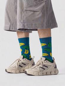 1/5/10 Pairs Men's Mid-Calf Socks, Funny Avocado Cartoon Unisex Sports Style Long Socks, Crazy Happy Socks - Multicolor - View 5