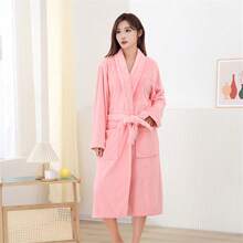 Ultra Soft Coral Fleece Bathrobe - Quick Dry, No Shedding And Breathable | Unisex | Modern Design - Solid Color Bathrobe - View 15
