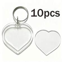 Transparent Heart-Shaped Acrylic Photo Frame Keychain, Large Head Sticker Photo Insert Key Ring, Blank Rectangular Double-Sided Photo DIY Pendant Frame - Transparent-heart Shape - View 12