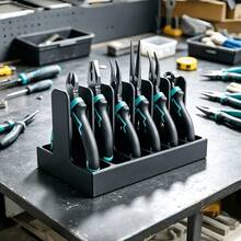 Multi-Slot Pliers Storage Rack, Desktop Tool Organizer Pliers Stand, Suitable For Electricians, Jewelers And DIY Enthusiasts Garage Drawer Organizer, Non-Slip Workbench Holder, Compatible With Needle Nose Pliers And Diagonal Cutters. - Black - View 7