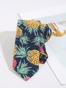 1pc Women's Fun Pineapple Banana Fruit Party Hand-Tied Necktie - Hand-pressed Pineapple - View 2