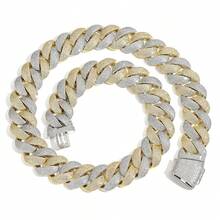 1pc 24mm Cuban Link Hip Hop Dual-Tone Full Rhinestone Cuban Bracelet, Rose Gold & Silver Color Block Miami Thick Cuban Chain, Fully Pave High-Shine Zirconia, Heavy-Duty Full Rhinestone Design Sparkling And Eye-Catching. Square Full Rhinestone Secure Clasp, Firm And Hard To Fall Off, Same Style As Rap And Street Dance Bloggers. Unisex Street Style Hand Accessory, Suitable For Parties And Daily Wear, Light Luxury Heavy-Duty Icy Jewelry, Hot-Selling Personalized Accessory - 24mm - View 25