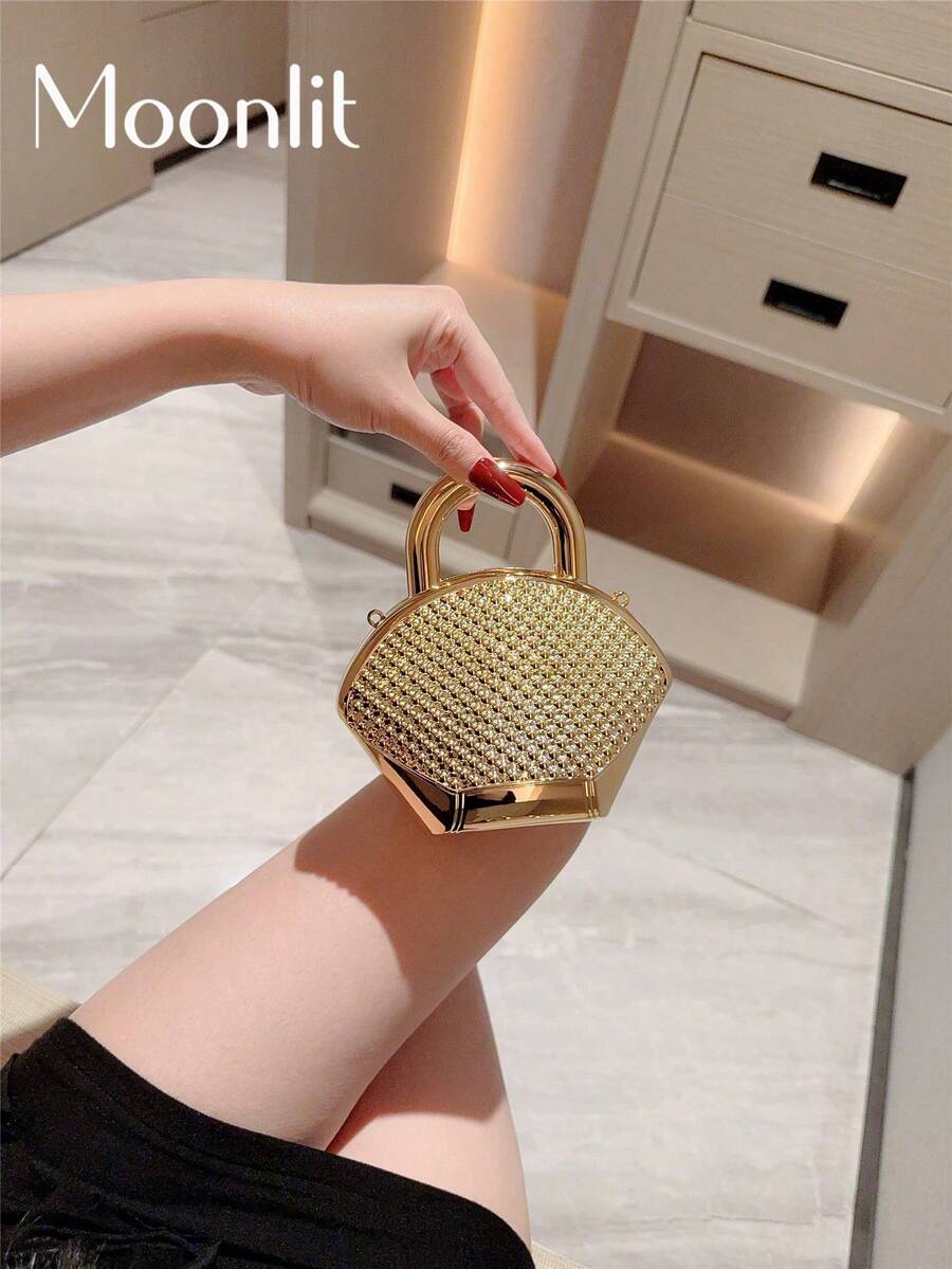 1 Piece Metallic Shell Shaped Mini Evening Bag, Personalized Fashion Chain Lipstick Bag For Women, Suitable For Valentine's Day, Parties, Dates, Can Be Used As Shoulder Bag, Crossbody Bag, Coin Purse, Wedding Accessory