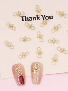 20pcs Bow Metal Nail Art Decorations, DIY Nail Accessories - Gold - View 1