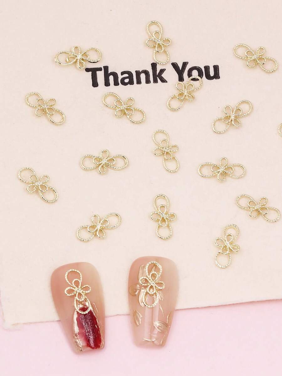 20pcs Bow Metal Nail Art Decorations, DIY Nail Accessories - Gold - View 1