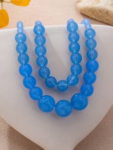 2pcs Fashionable Dopamine Acrylic Colorful Beaded Multi-Layer Necklaces For Women, Suitable For Summer Beach Vacation, Party, Gathering, Music Festival And Daily Wear - Beads - View 6
