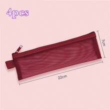 10pcs (Random Color) Semi-Transparent Mesh Zipper Pencil Case, Thickened Wear-Resistant Multi-Layer Mesh Stationery Bag, Simple Storage Bag, Stationery Bag, Back To School Season - A - View 14