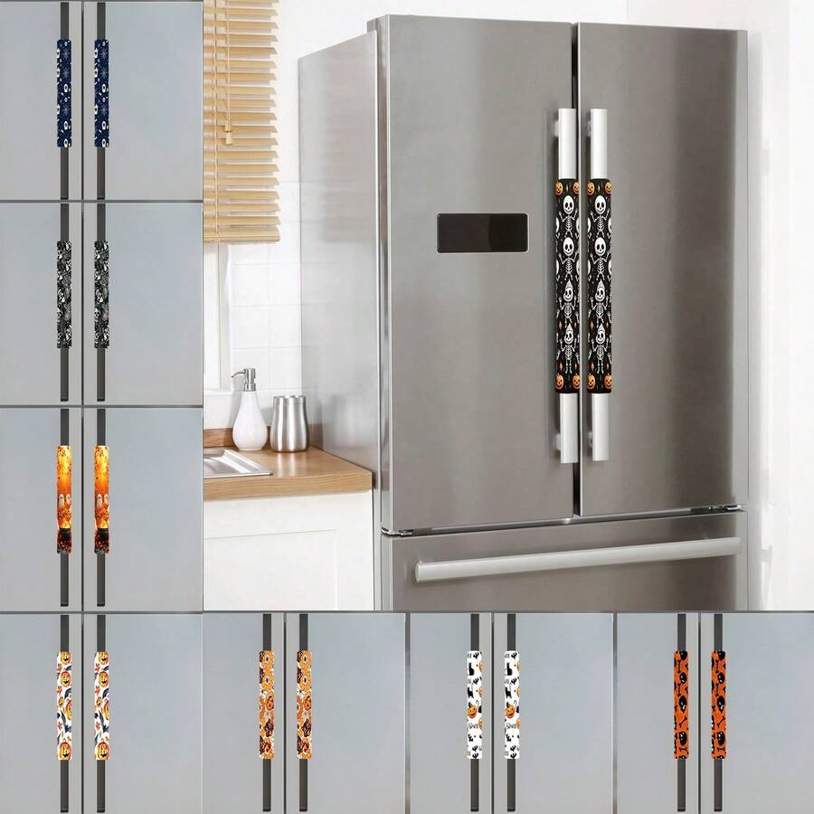 2pcs Double Door Refrigerator Handle Covers, Furniture Decorative Door Handle Dust Protection Covers - Multicolor - View 1
